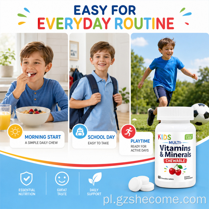 Shecome Kids Tabletki multiwitaminowe wspierające wzrost odporności